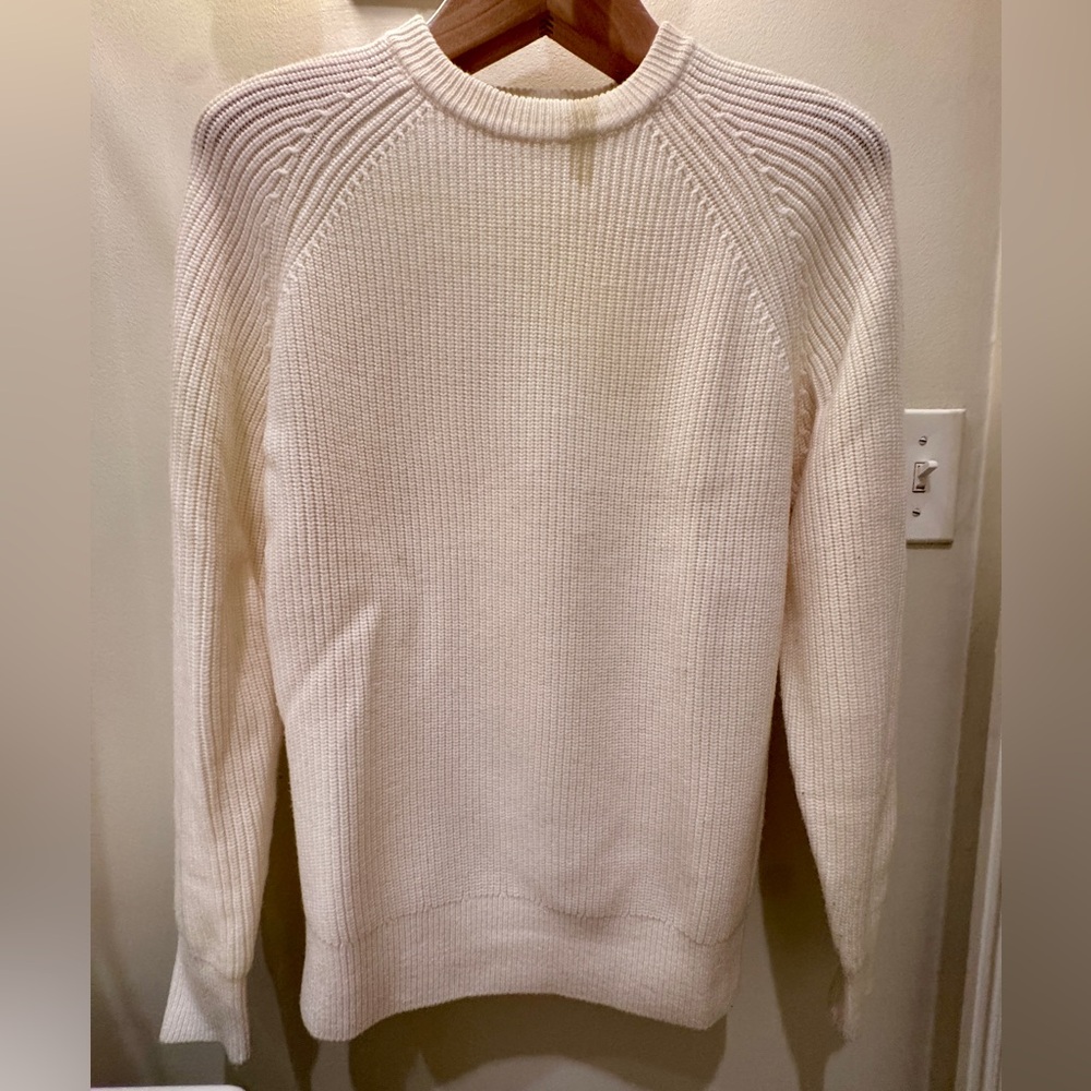 Suit Supply - M - Men's Cream Ribbed Crewneck Sweater